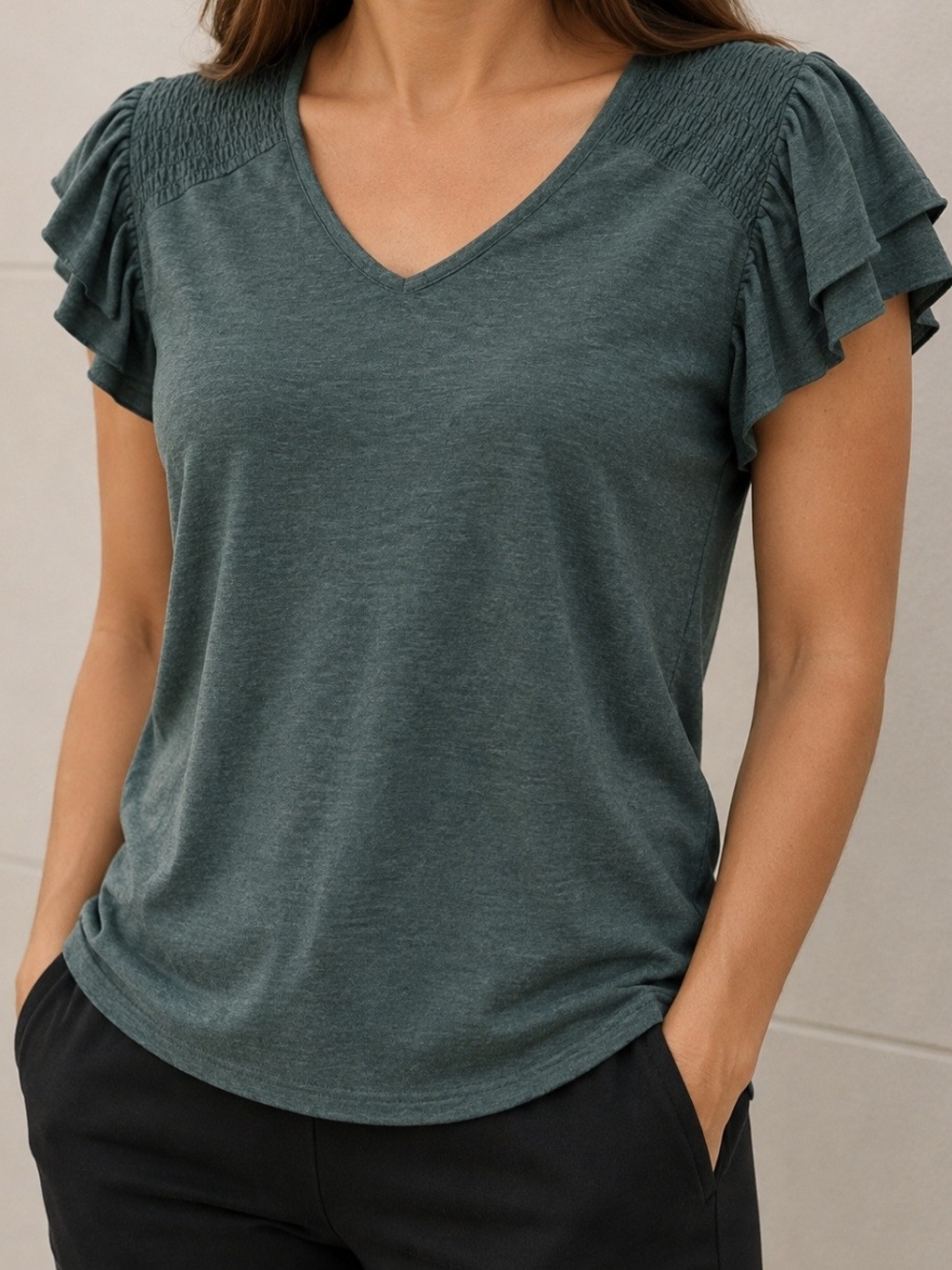 Dokotoo Women's XL Flutter Sleeve Top